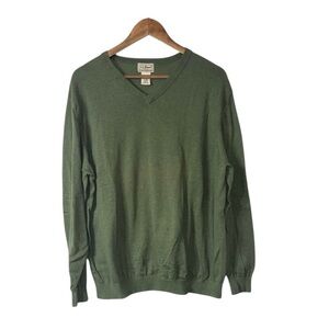 L.L. Bean Men’s Green V-Neck Sweater Shirt Long Sleeve Cotton Tactel Nylon XL